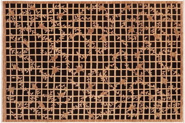 handmade Transitional Kafkaz Chobi Ziegler Black Tan Hand Knotted RECTANGLE 100% WOOL area rug 8 x 10
